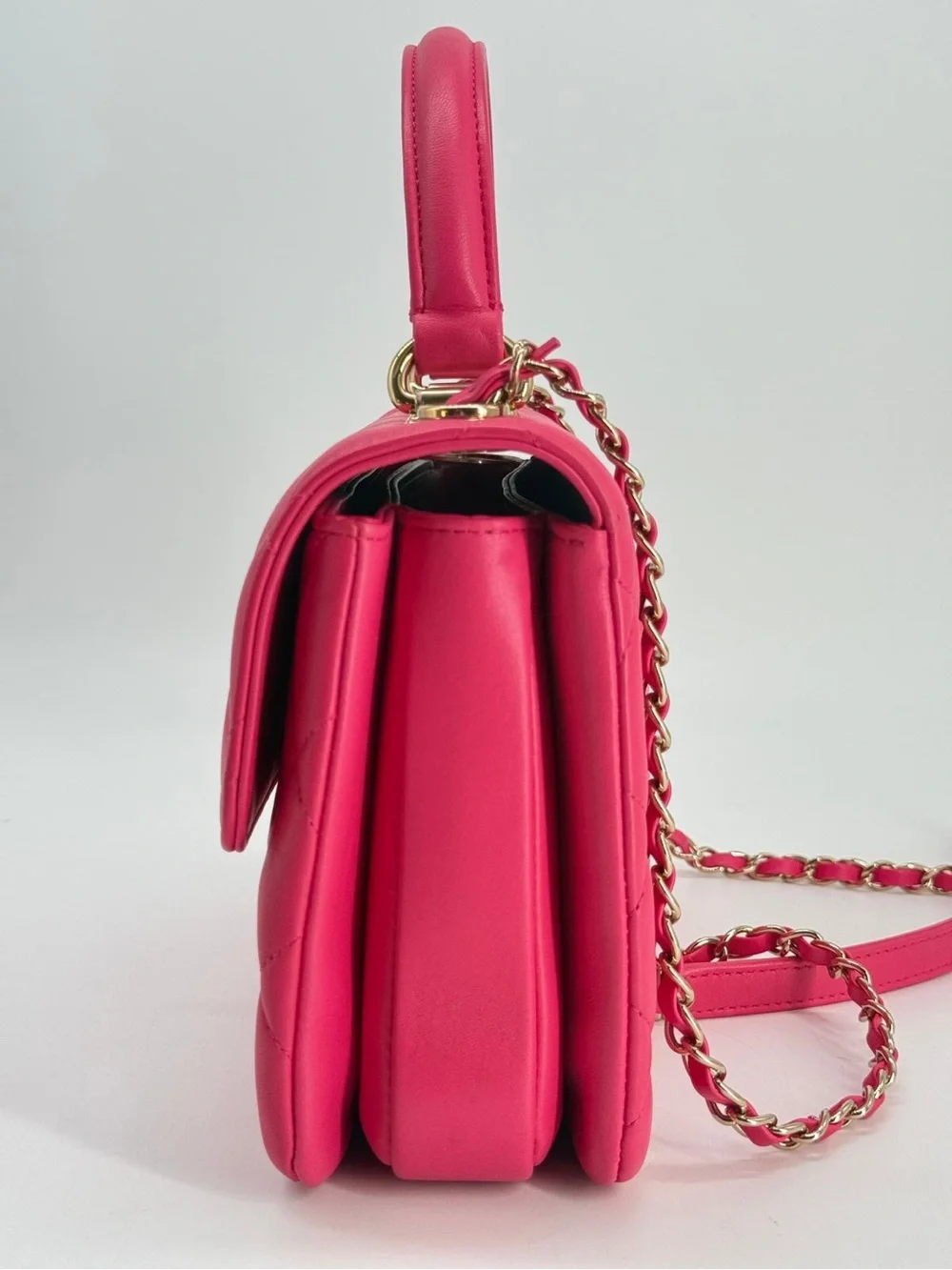 Chanel Trendy CC Pink Lambskin Quilted Top Handle Bag